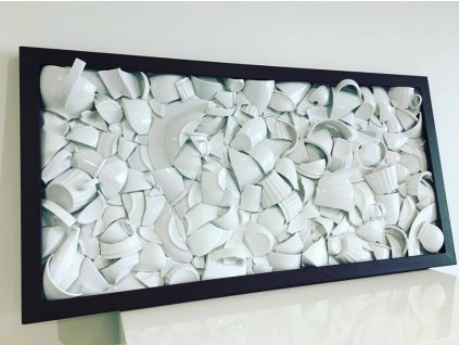 porcelánový obraz, střepy štěstí, Lucie Tomis, svatební dar, originální obraz, střepy, designový obraz, originál, Luckavo.cz