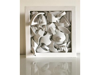 porcelánový obraz, střepy štěstí, Lucie Tomis, svatební dar, originální obraz, střepy, designový obraz, originál, Luckavo.cz