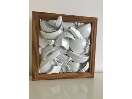 porcelánový obraz, střepy štěstí, Lucie Tomis, svatební dar, originální obraz, střepy, designový obraz, originál, Luckavo.cz