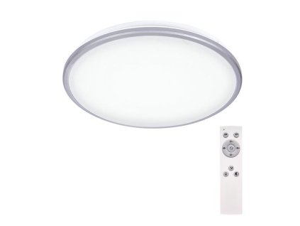 LED stropní světlo Silver, kulaté, 24W, 1800lm, stmívatelné, dálkové ovládání, 38cm