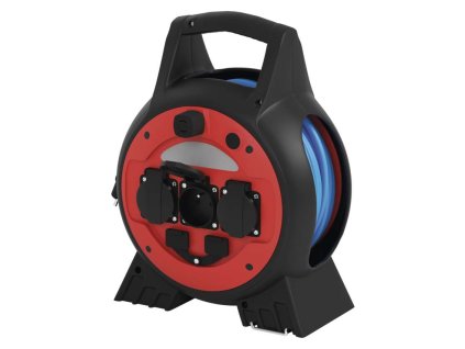 13191 13191 13191 pocasi odolny prodluz kabel na bubnu 20 m 3 zasuvky modry pvc 230 v 1 5 mm2