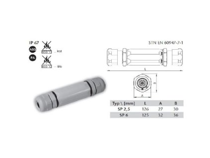 432 1 432 1 kabelova spojka komplet ip67 sp 6