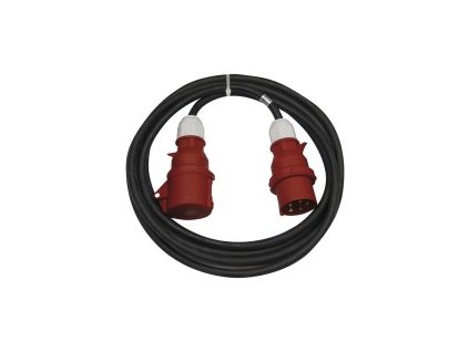 3 fázový venkovní prodlužovací kabel 20 m / 1 zásuvka / černý / guma / 400 V / 2,5 mm2