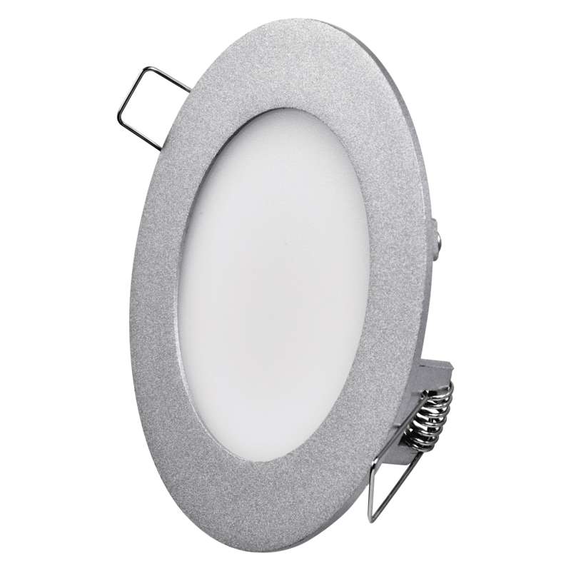 Fotografie LED panel 120mm, kruhový vestavný stříbrný, 6W neutrání bílá Emos A84:102980