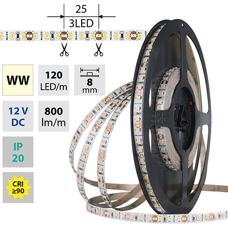 LED pásek MCLED SMD2835 120LED/m 9,6/W 800l WW