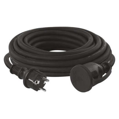 Venkovní prodlužovací kabel 10 m / 1 zásuvka / černý / guma-neopren / 230 V / 1,5 mm2