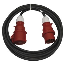 3 fázový venkovní prodlužovací kabel 20 m / 1 zásuvka / černý / guma / 400 V / 2,5 mm2