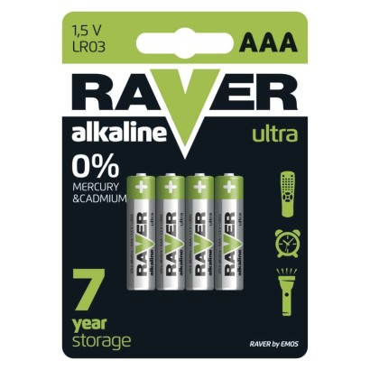 Fotografie RAVER alkalická baterie AAA (LR03), 4ks Raver RAVER AAA B7911 A126:51071