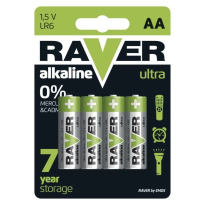 Fotografie RAVER alkalická baterie AA (LR6), 4ks Raver RAVER AA B7921 A126:51076