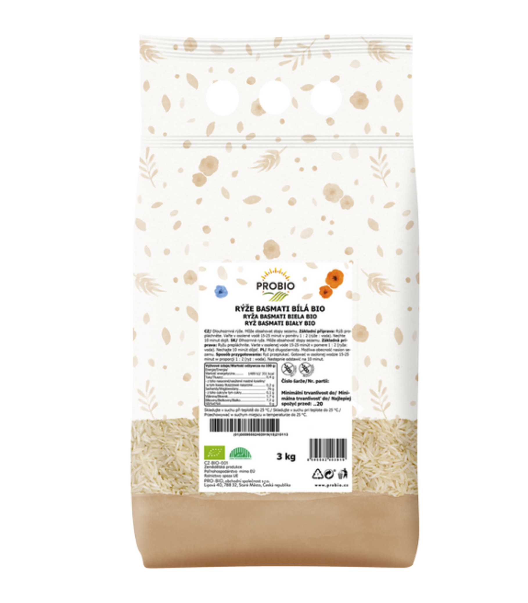 Levně Rýže BIO basmati bílá Balení: 3 kg