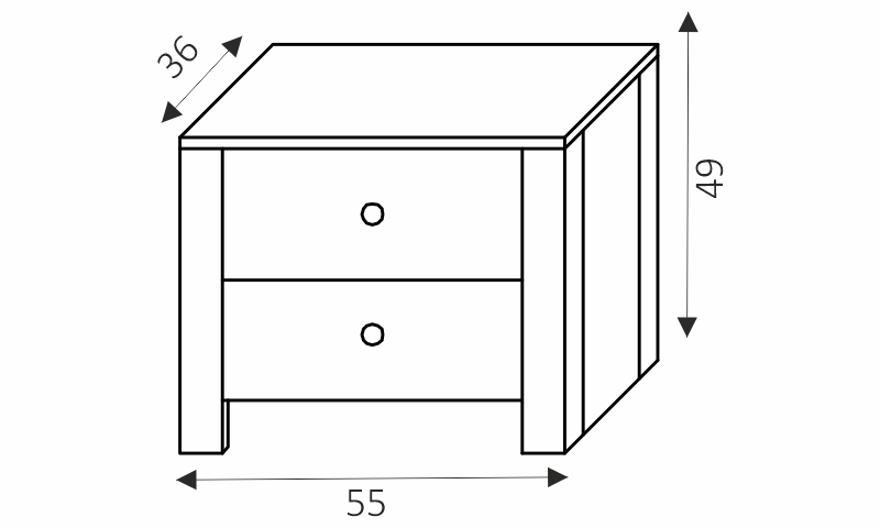 Noční stolek - BERG 17 rozměry