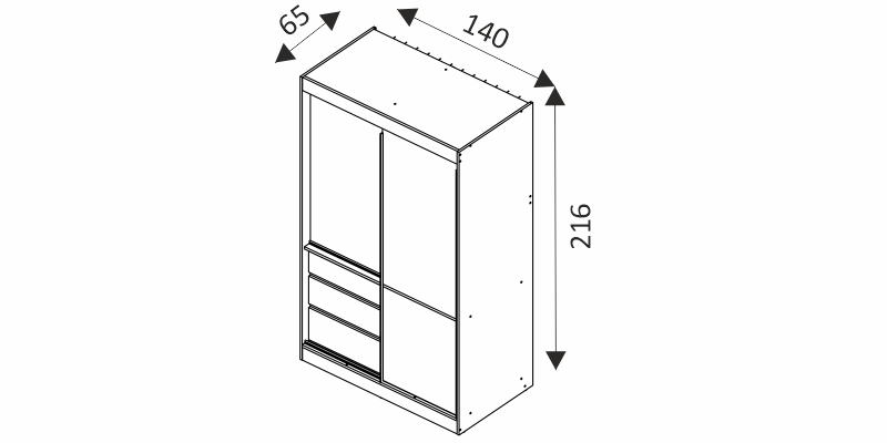 Šatní skříň - HAITI 140 rozměry