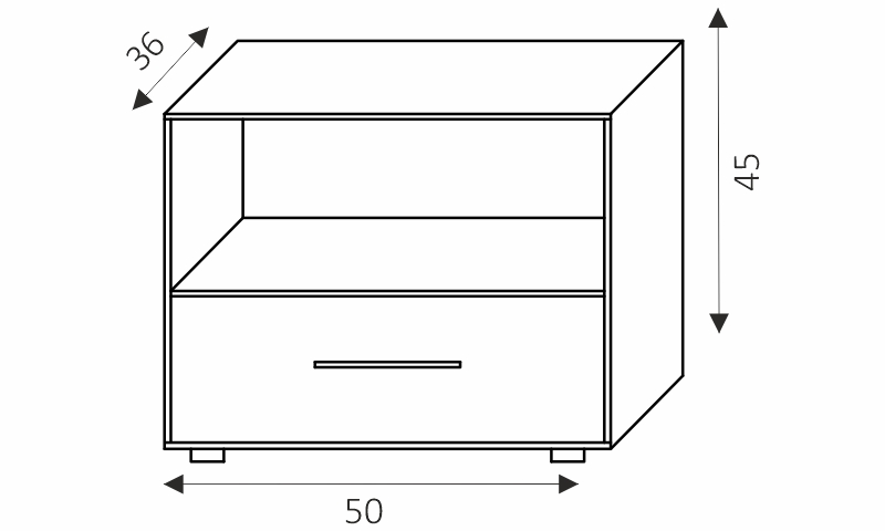 Noční stolek - INEZ PLUS 16 rozměry