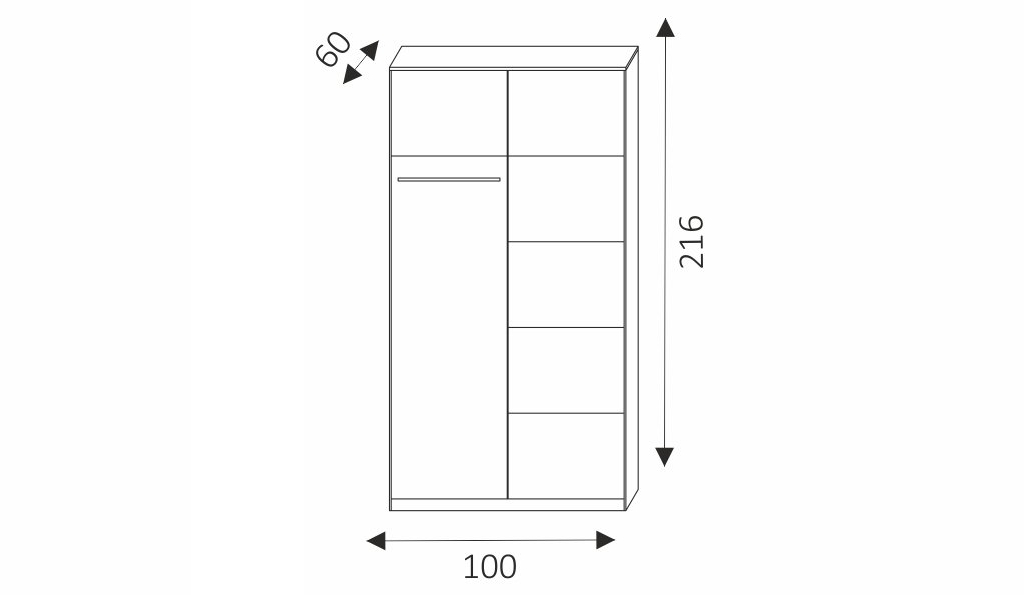 Šatní skříň - KARO 100 rozměry