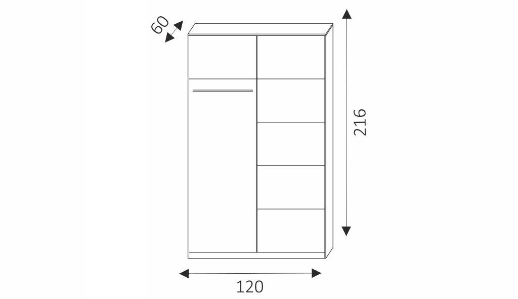 Šatní skříň - KARO 120 rozměry