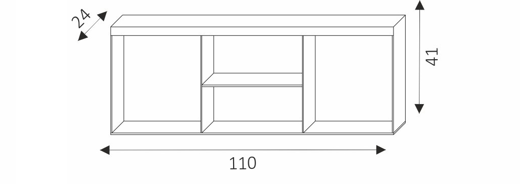 Nástěnný policový díl - SAMBA 6 rozměry