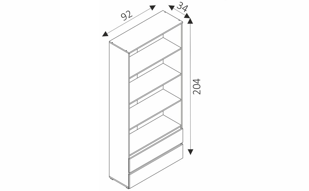 Regál / knihovna - COSMO C03 rozměry