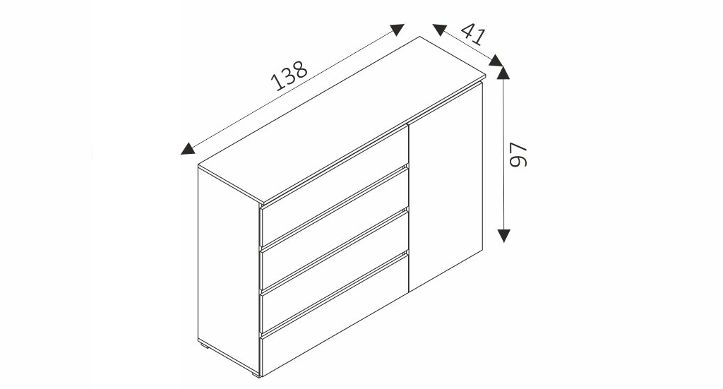 Komoda - COSMO C05 rozměry