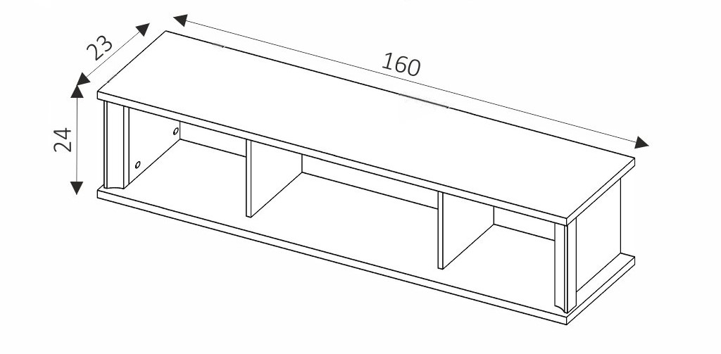 Nástěnný policový díl - FINEZJA F13 rozměry