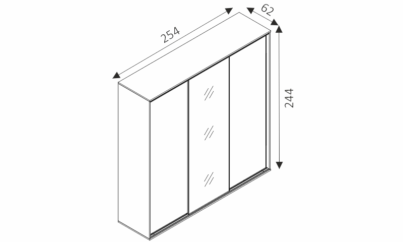 Šatní skříň - GRANDE 254 rozměry