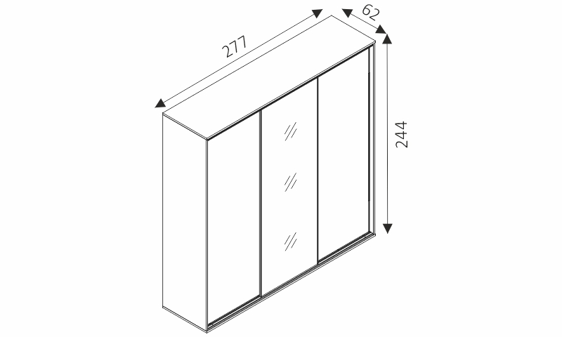 Šatní skříň - GRANDE 277 rozměry