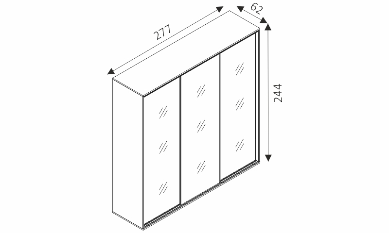 Šatní skříň - GRANDE 277 rozměry