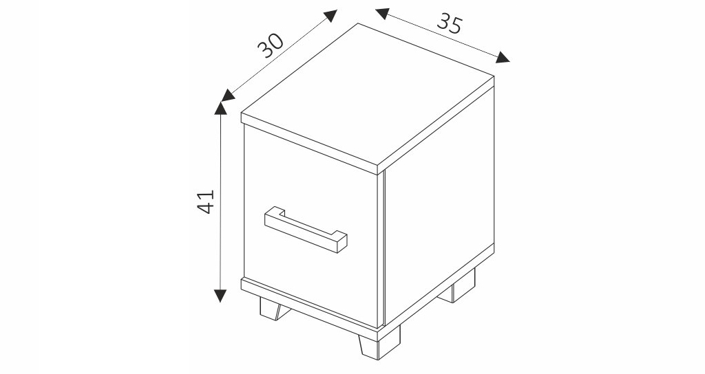 Noční stolek - MAXIMUS M16 rozměry