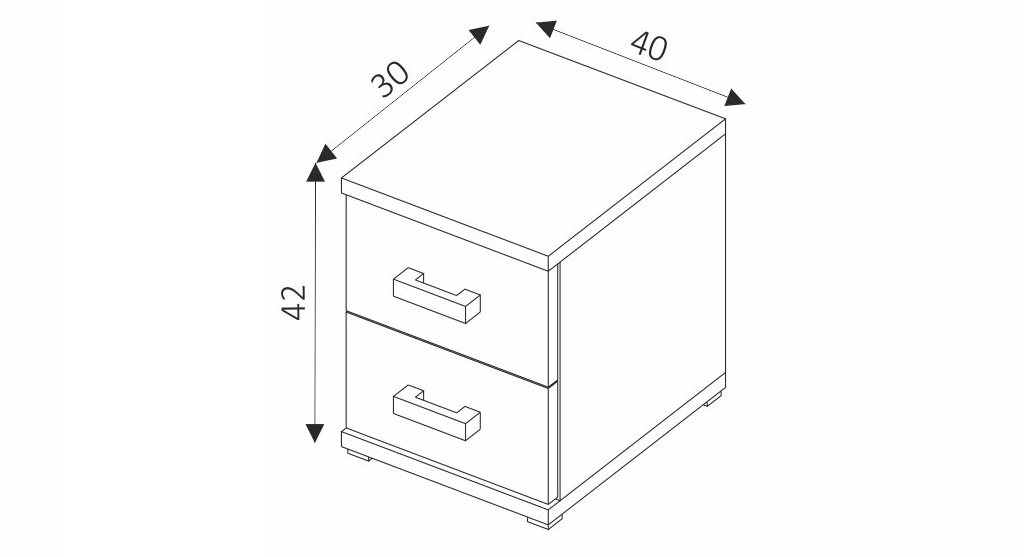 Noční stolek - MAXIMUS M26 rozměry
