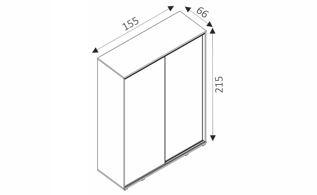 Šatní skříň - PENELOPE 155 rozměry