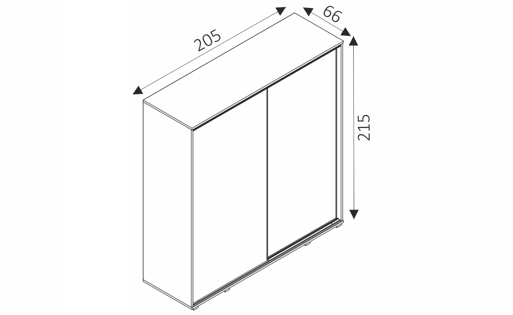 Šatní skříň - PENELOPE 205 rozměry