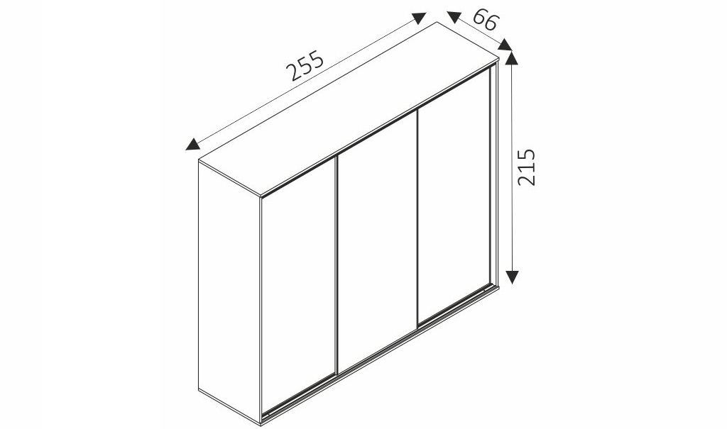 Šatní skříň - PENELOPE 255 rozměry