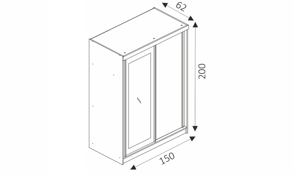 Šatní skříň - ALASKA 150 rozměry