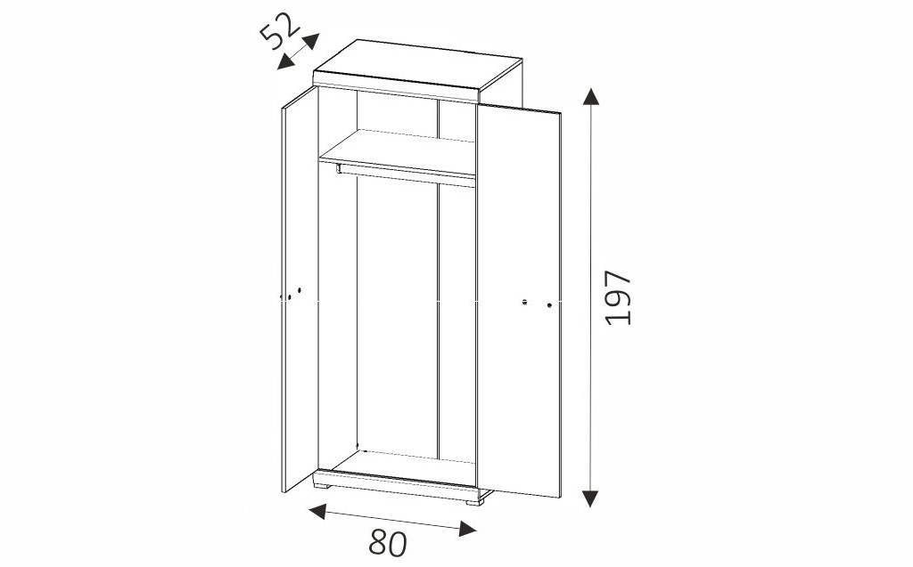 Šatní skříň - ALVARO ASZ80 rozměry