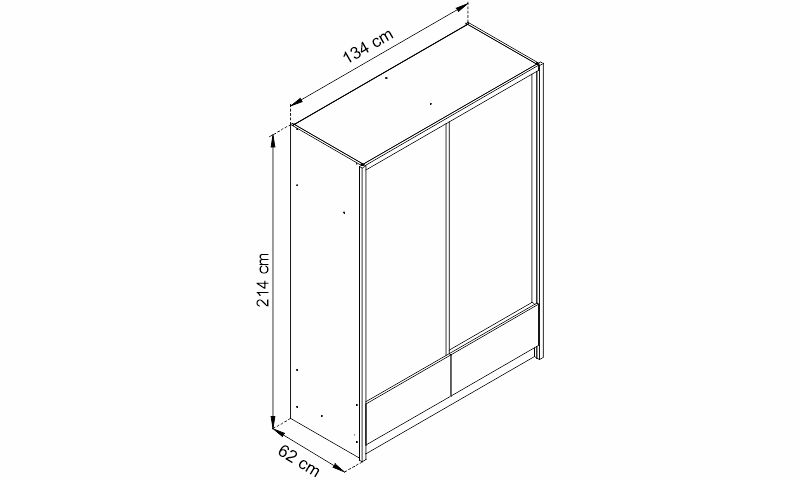 Šatní skříň - ARIA 2/130 rozměry