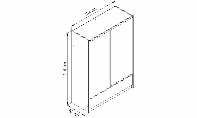 Šatní skříň - ARIA 2/180 rozměry