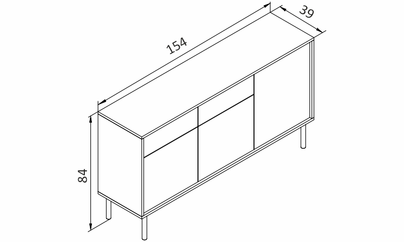 Komoda - BASIC BK154 rozměry