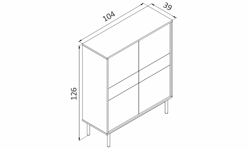 Komoda - BASIC BKD104 rozměry