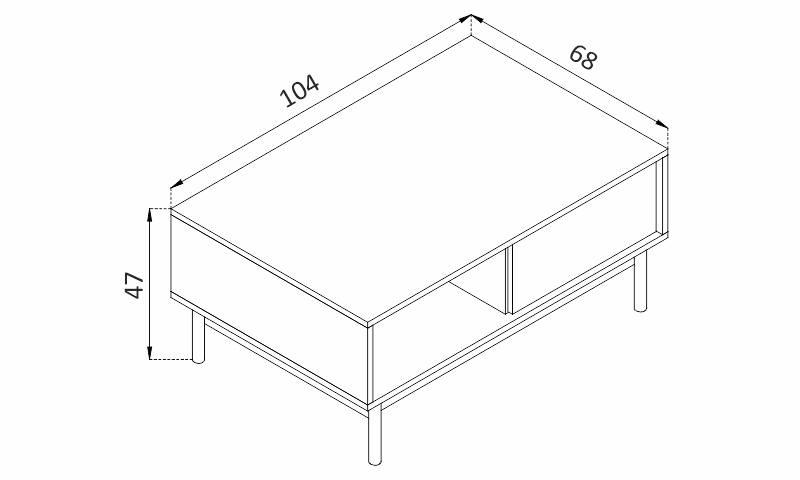 Konferenční stolek - BASIC BL104 rozměry