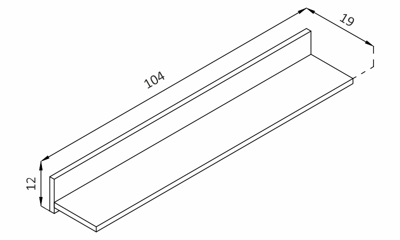 Nástěnná police - BASIC BP104 rozměry