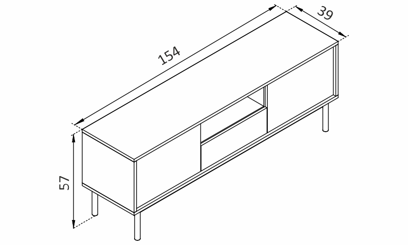 Skříňka pod TV - BASIC BRTV154 rozměry