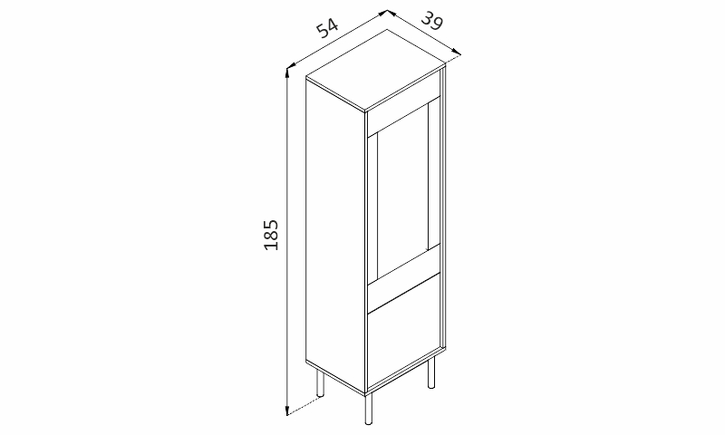 Vitrína - BASIC BWT54 rozměry