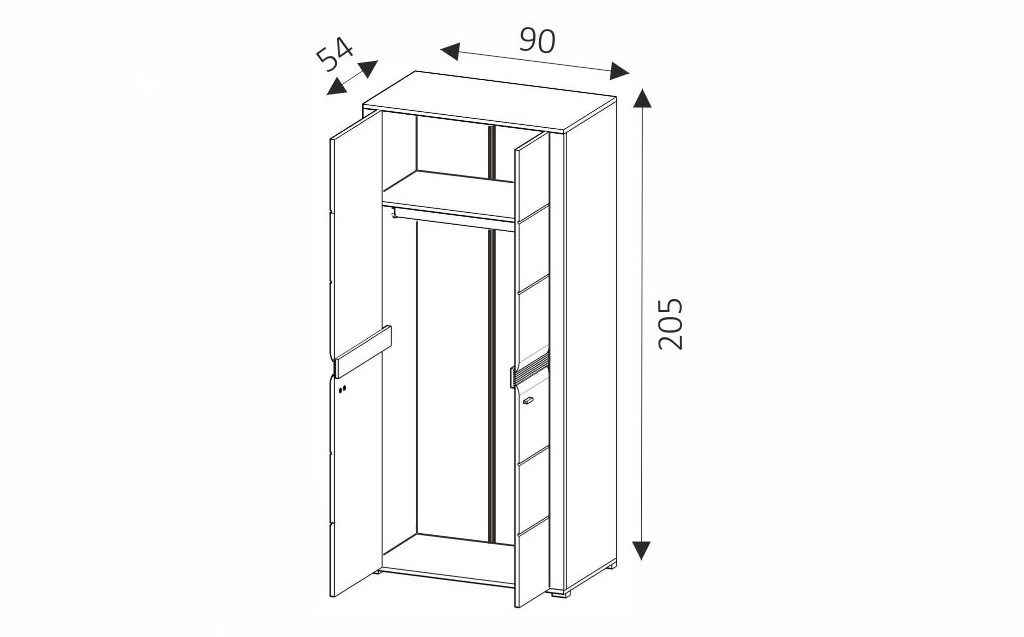 Šatní skříň - CAMPARI CSZ90 rozměry