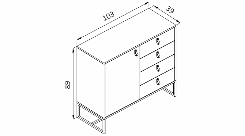 Komoda - DARK DK103 rozměry
