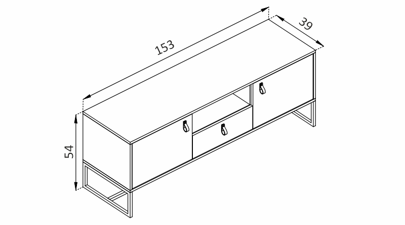 Skříňka pod TV - DARK DRTV153 rozměr