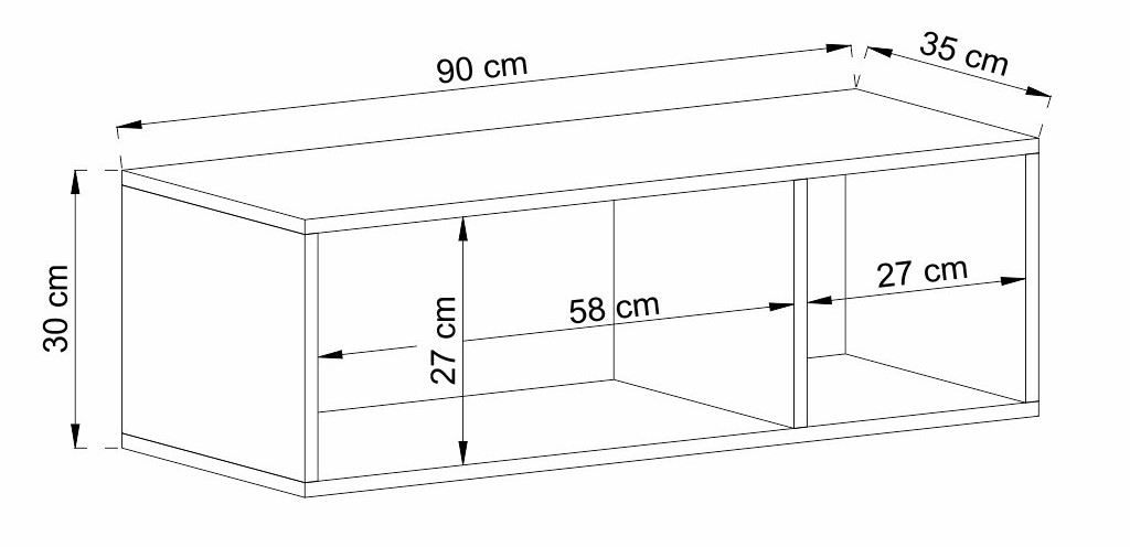 Nástěnný policový díl - ENJOY ER90 rozměry