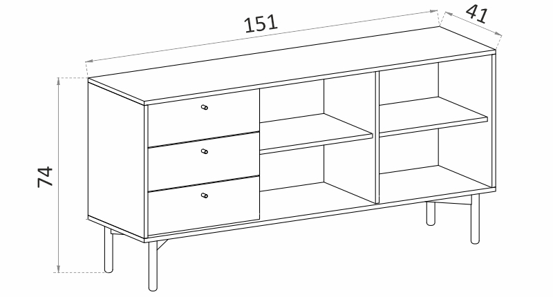 Komoda - FLOW FK151 rozměry