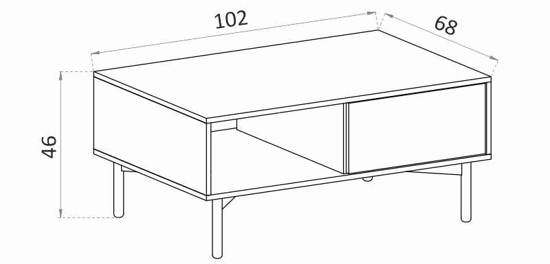 Konferenční stolek - FLOW FL102 rozměry