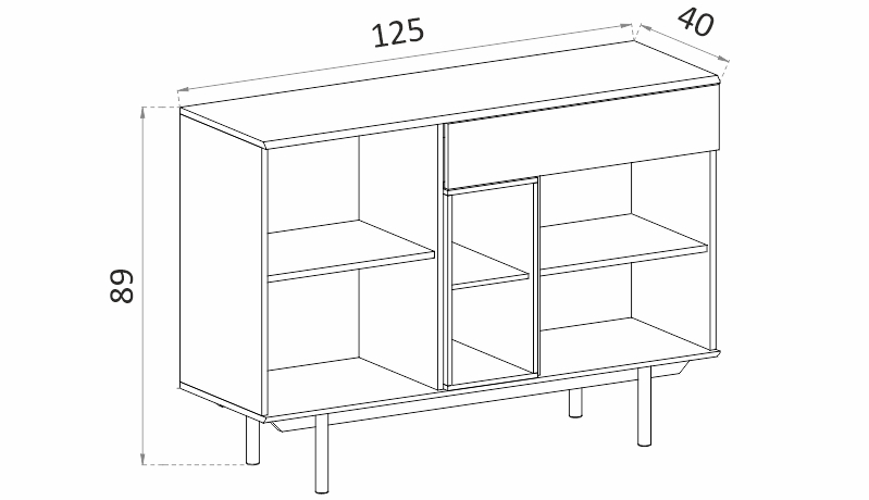 Komoda - INOX IK125 rozměry