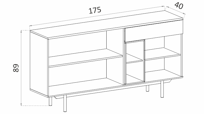 Komoda - INOX IK175 rozměry