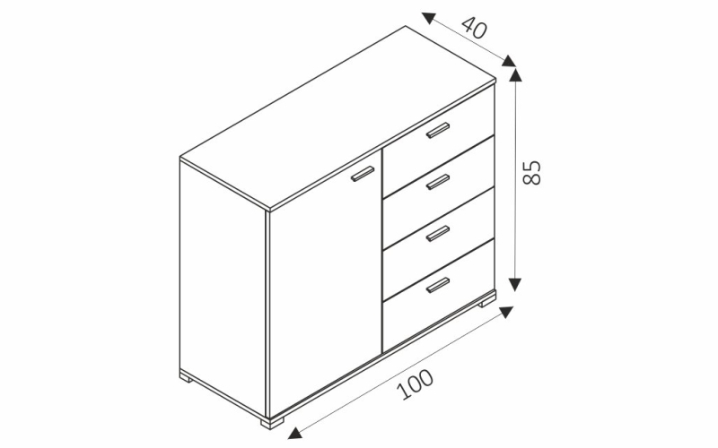 Komoda - PK100 rozměry
